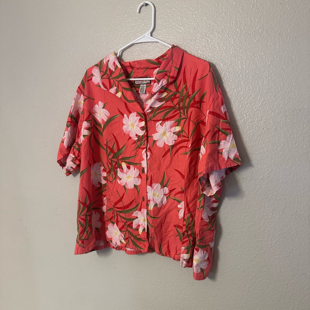Tropical Red Floral Button Down Shirt
B2